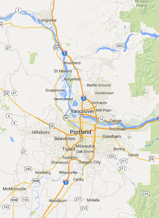 Map of SW Washington & Portland Metro Area