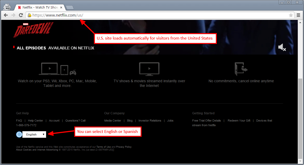 Netflix U.S. Website