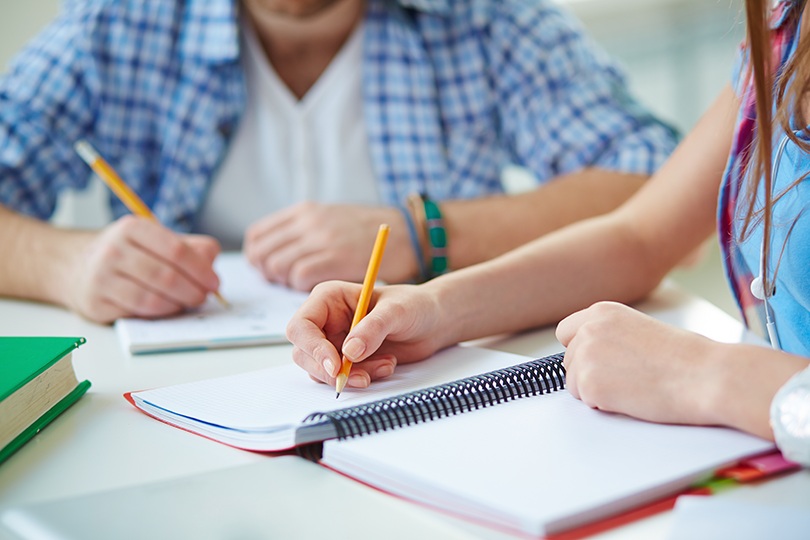 Students working on an school assignment